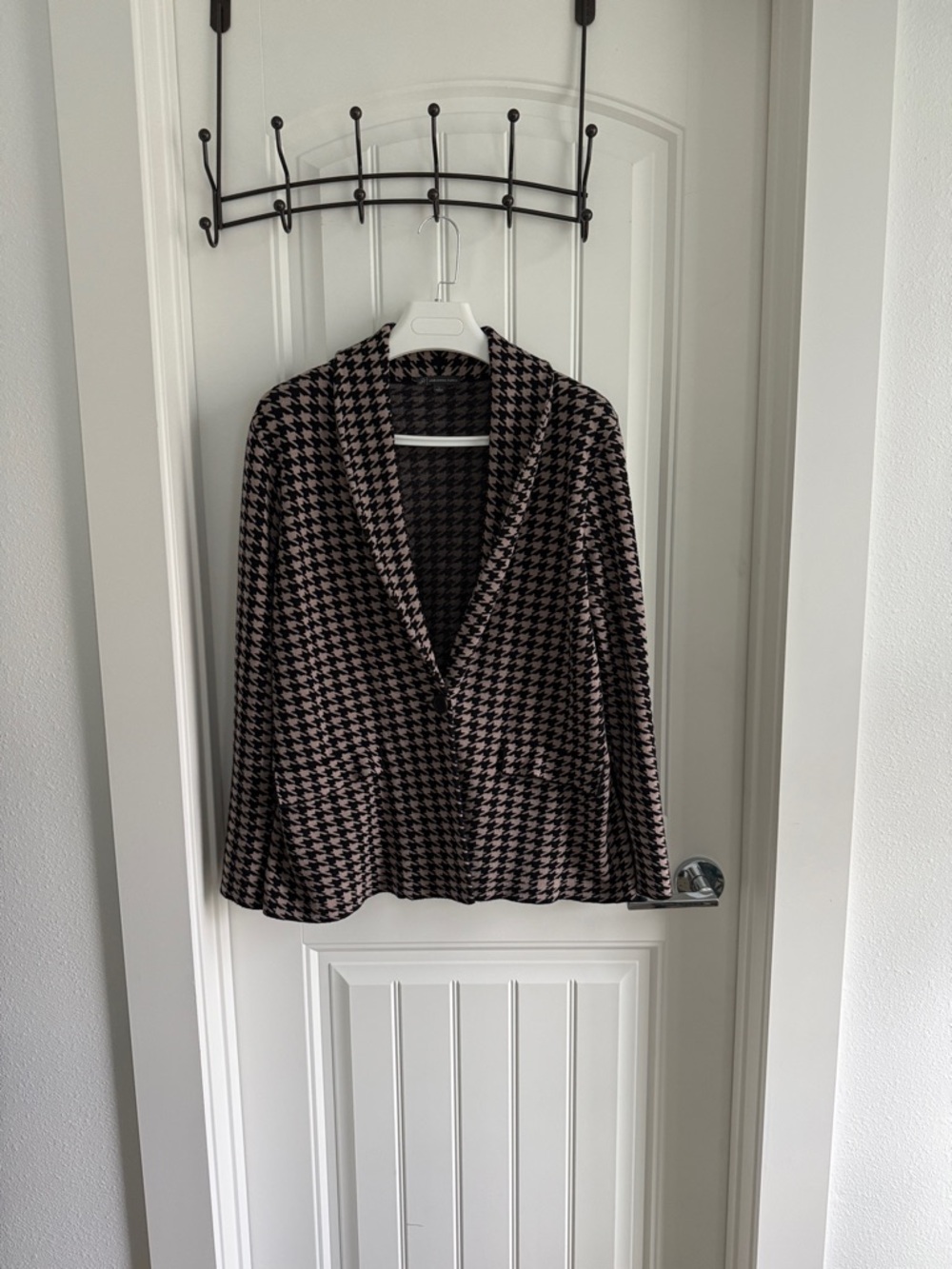 Adrianna Papell Houndstooth Button-Front Blazer Sweater Jacket LARGE